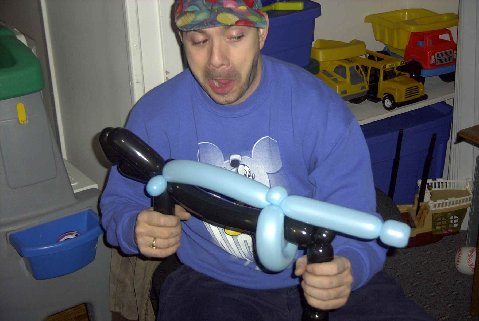 jay jay with his balloon machine gun