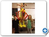 2 Kids with Giant turkey